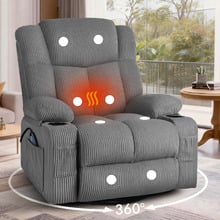 Hannah Corduroy Heated Massage Swivel Recliner Chair